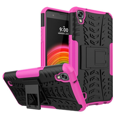 

Fivice LG X Power Case TPU anti-fall tire pattern back clip bracket phone case