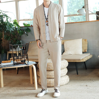 

Jacket loose Korean cardigan T-shirt Chinese style suit male