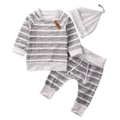 

Cute Newborn Infant Baby Boy Girl Cotton Striped Tops T-shirtPants Outfits Set