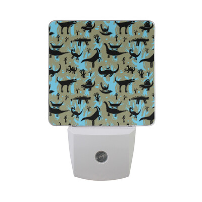 

ALAZA LED Night Light With Smart Dusk To Dawn SensorDinosaur Black Plug In Night Light