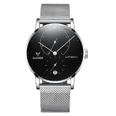 

CADISEN C1030 Men Automatic Mechanical Watch Stainless Steel Net Band Calendar Waterproof Casual Clock Wristwatch for Male
