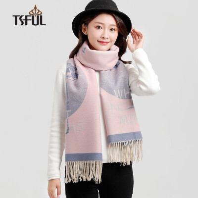 

Tsful scarf student Korean spring&autumn winter flamingo big shawl warm long thick scarf soft fashion trend men&women LS814WJA pink blue