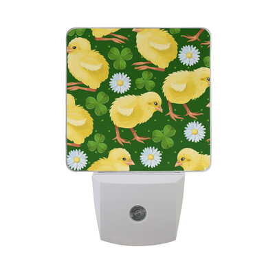 

ALAZA LED Night Light With Smart Dusk To Dawn SensorSeamless Flower Daisy Print Pattern Plug In Night Light