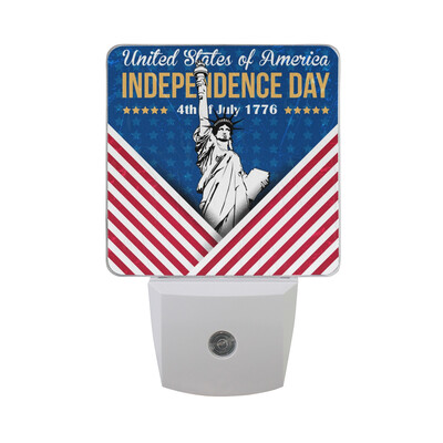 

ALAZA LED Night Light With Smart Dusk To Dawn SensorMemorial Day USA Flag And Soldier Plug In Night Light