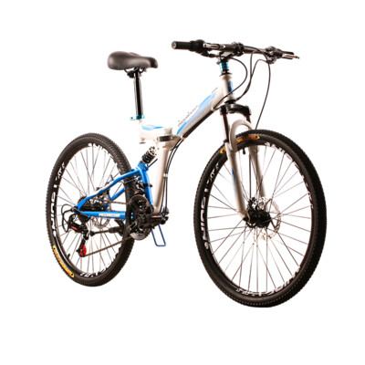 

Resistant bicycles 24-speed double-shock disc brake folding mountain bike white blue