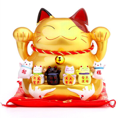 

Jingdong Supermarket Jinshi Workshop Lucky Cat Piggy Bank Gold Long live large opening Decoration creative gift shop Gift deposit money tank 51906