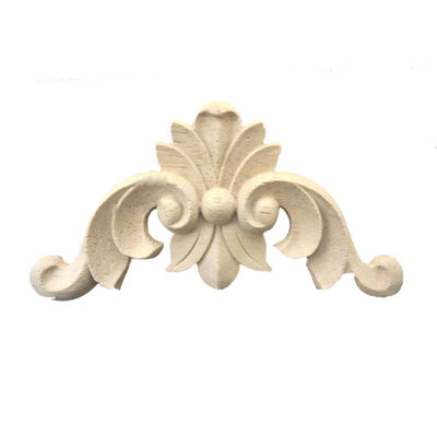 

UpperX 8808Cm Rubber Wood Carved Corner Onlay Applique Europea-Style Unpainted