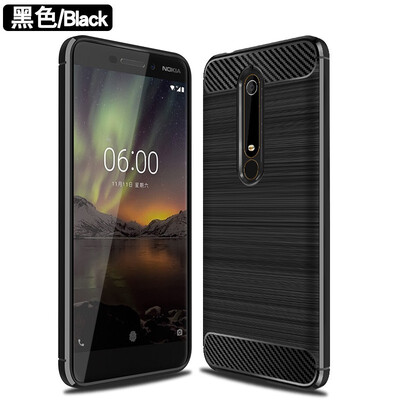 

Fivice Nokia 6 2018 case Brushed carbon fiber silicone anti-fall soft shell phone case
