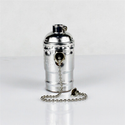 

E26 Silvery Aluminum Shell Antique Screw Edison Pendant Lamp Zipper Switch Lamp Holder