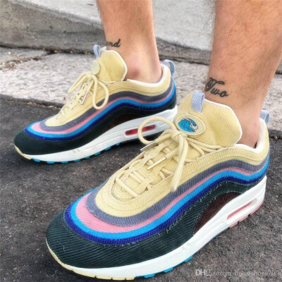 

Brand New 97 Sean Wotherspoon Men Running Shoes Top 97s Women Vivid Sulfur Multi Yellow Blue Hybrid Sports Sneakers 36-45