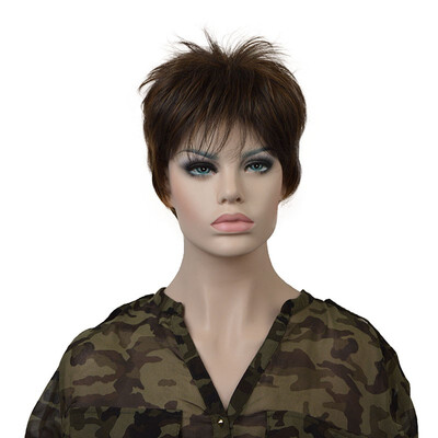 

StrongBeauty Short Brown Choppy Layers Synthetic Wig Wigs for Women Full Wigs