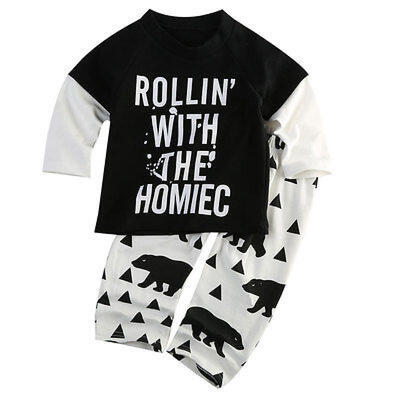

Children Boys Girls Bear T-shirtPants Leggings Two-piece Outfits Set Clothes