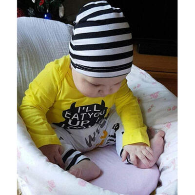 

3PCS Cartoon Outfits Newborn Kids Baby Boy Monster Romper Pants Jumpsuit Clothes