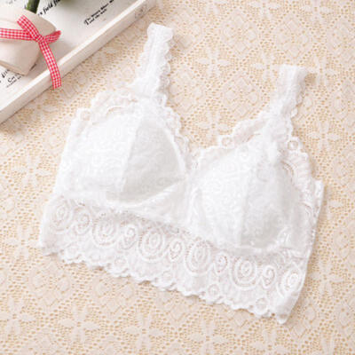 

Floral Sheer Lace Triangle Bralette Bra Crop Top Bustier Padded Cotton Lined