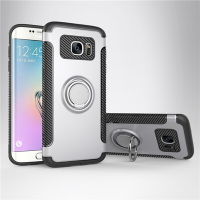 

Fecoprior Back Cover For Samsung Galaxy S7 Edge Case Car Holder Stand Hard PC Silicon Ring Suction Bracket Celulars