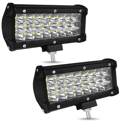 

1pair LED 7-inch car 3-rows 7200lm work lights 6000K Refit Off-road Vehicle Lamp Roof Strip Light 12v 72W car auxiliary lamp