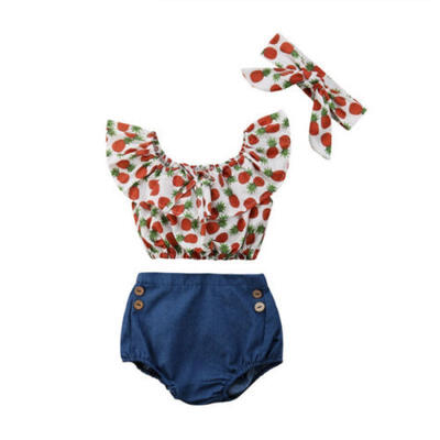 

Pineapple Toddler Kids Baby Girls Tops T Shirt Shorts 2PCS Outfits Set Clothing