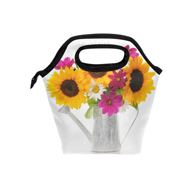 

Lunch Bag Bottle Of Daisies Tote Travel Picnic Insulated Handbags Portable Zipper Lunch Bag Box
