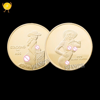 

Sexy dancing girl commemorative coin gold plated silver artistic gifts pursuit of freedom challenge coin collection