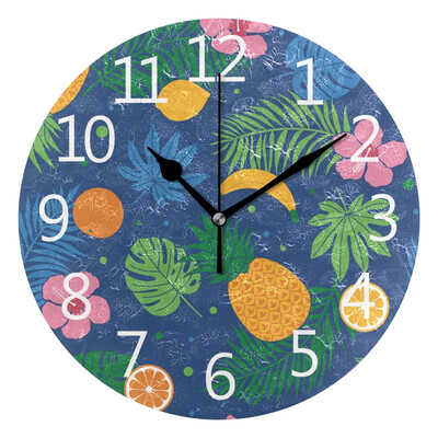 

Wall Clock Tropical Summer Pattern Round Wall Clock Arabic Numerals Design