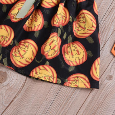 

Canis Newborn Kid Baby Girls Halloween Pumpkin Pageant Party Formal Dress Casual