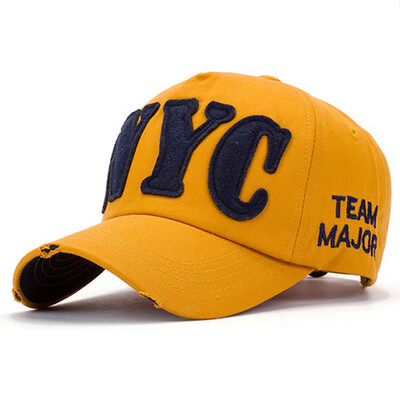 

MSEK WMZ13226 ladies Korean baseball cap NYC letter hole hat shade duck tongue tide hat yellow