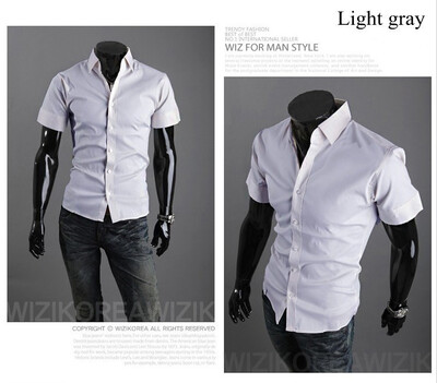 

New 2015 Summer British Shirt Mens Slim Fit Man Short Sleeve Shirts Men's Clothing Slim Casual shirts 17 Coloe 5 Size