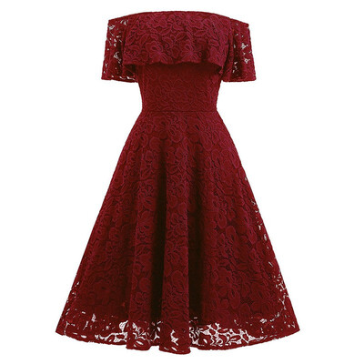 

Womens Fall Dresses Bridesmaid Lace Cocktail Party Black Dress