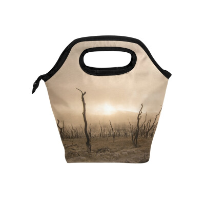 

Lunch Bag Dead Trees Tote Travel Picnic Insulated Handbags Portable Zipper Lunch Bag Box