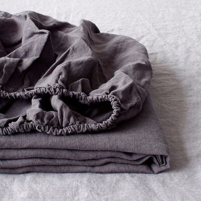 

100 Linen Fitted Sheet Stone Washed Pure Linen 1Pcs For Twin Full Queen King Size