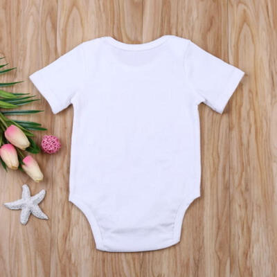 

White Romper Newborn Baby Boy Girl Short Sleeve Bodysuit Jumpsuit Sunsuit 0-18M