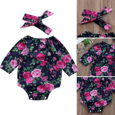 

AU STock Newborn Baby Girls Floral Bodysuit Romper Jumpsuit Bodysuit Outfits Set