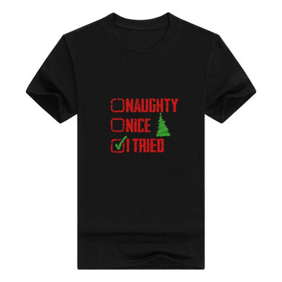 

Christmas Youth Raglan Naughty Nice I Tried Holiday Sleeve Mans T-Shirt