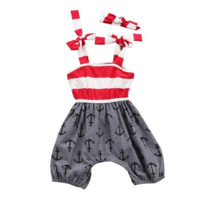 

Newborn Kids Baby Infant Girl Clothes Stirped Romper Jumpsuit Bodysuit Sunsuit