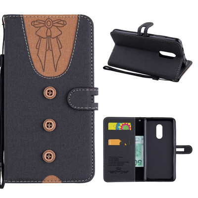

MOONCASE Millet Red Rice Note 44X M version stitching embossed womens leather case - black