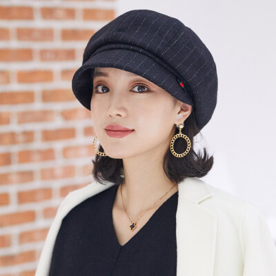 

677888 beret female hat autumn&winter Korean version of the trend of British fashion ladies navy blue adjustable