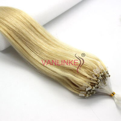 

Micro Ring Beads Easy Loop Tip Womens Human Hair Extensions Straight 100s 14-26" 613 Light Blonde