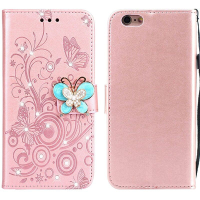 

MOONCASE Apple iPhone 66S Butterfly Rhinestone Embossed Leather Case - Rose Gold