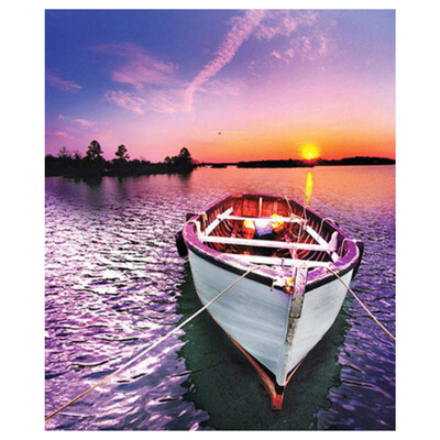 

UpperX Full 5D Diy Diamond Painting Cross Stitch "Setting Sun Ship" 3D Diamond Embroidery Rhinestone Mosaic Decor Paintings