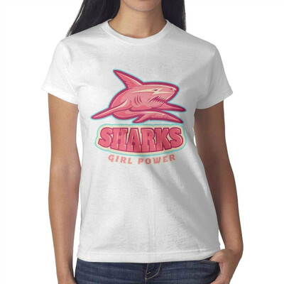 

Shark Birthday Sharks Decor Womens White T-Shirt Cotton Lightweight T-Shirts