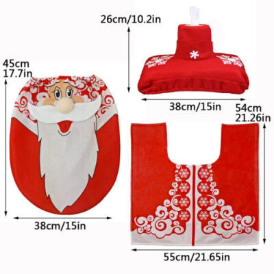 

UK Christmas Xmas Decoration Toilet Seat Cover Set Santa Elf Reindeer Snowman