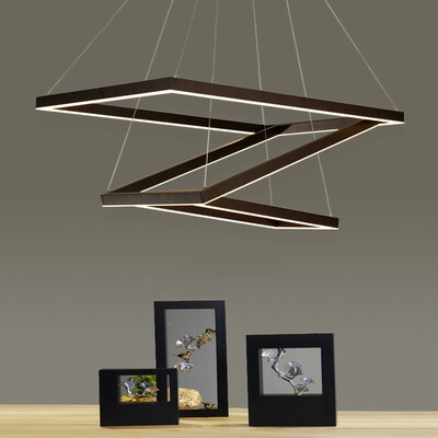 

Baycheer HL487480 Triple Ring Chandelier Dark Brown 172W Brushed Aluminum SquareRectangular LED Chandelier