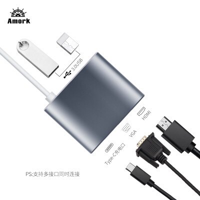 

Love Magic Type-C docking station USB-C to HDMIVGA converter PD charging adapter data cable Apple MacBook Huawei P20 Pro projection docking dock