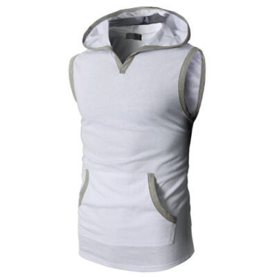 

Mens Sleeveless Hoodie Hooded Sweatshirt Sport Gym Sweater Tops Shirts Vest CA