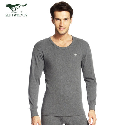 

Seven wolves Qiuyi Qiuku mens cotton thermal underwear cotton round neck thin section cotton sweater set 8001 Navy XL