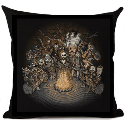 

Halloween Cartoon Skull Jack Cushion Cover Nightmare Before Christmas Printed Linen Throw Pillows Cover Decorative Pillowcase