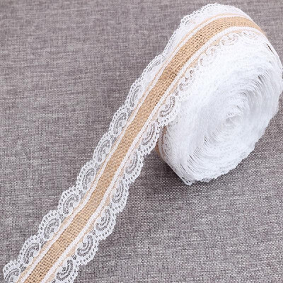 

2m 25mm Width DIY Handmade Lace Linen Roll Elegant White Lace Ribbon Twine Linen Tape for Art Craft Gift Packaging Wedding Birthda