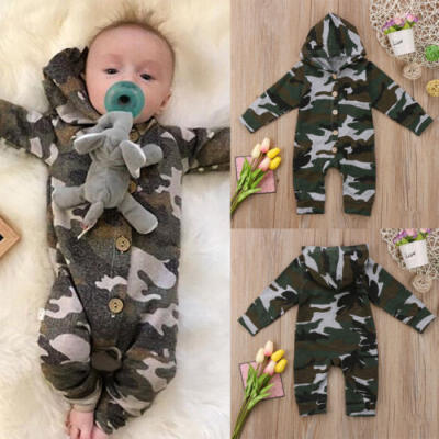 

Newborn Baby Boy Girl Long Camo Romper Bodysuit Jumpsuit Playsuit Clothes Outfit