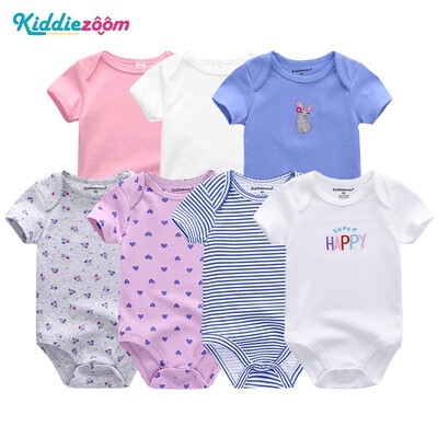 

7PCSLot Print Cartoon Baby Girls Clothes Bodysuits Clothing Sets Baby Boy Clothes Cotton Newborn Rompers Short Sleeve Babywear