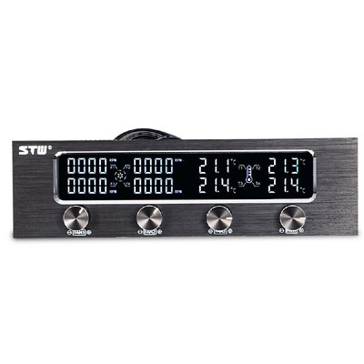 

STW Multi-Function PC CPU 4 Channel Fan Controller Speed Control Adjuster LCD Cooling Front Panel